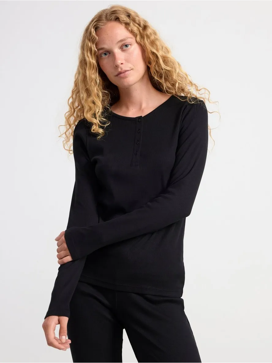 Pidžama gornji deo – Ribbed long sleeve pyjama top