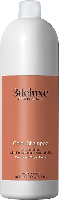 3DeLuXe Color Shampoo For Colored Hair With Fig Extract And Almond Milk Orange And Ginger Aroma Šampon za farbanu kosu, koji štiti boju i sjaj, sa ekstraktom smokve i bademovim mlekom