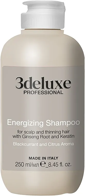 3DeLuXe Energizing Shampoo For Scalp And Thinning Hair With Ginseng Root And Keratin Tonirajući šampon protiv opadanja kose sa ekstraktom korena ženšena i keratinom