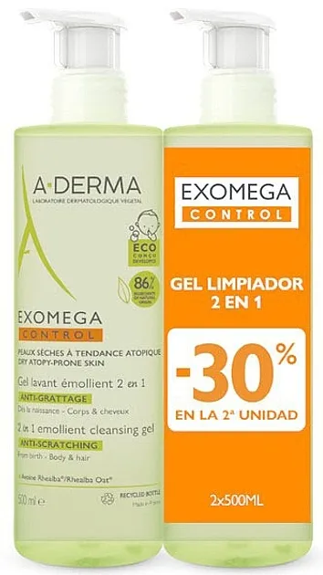 A-Derma Exomega Control Kit (s/gel/2x500ml) Set gelova za tuširanje