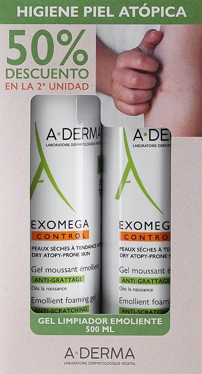 A-Derma Exomega Emollient Foaming Gel (sh/gel/2x500ml) Set