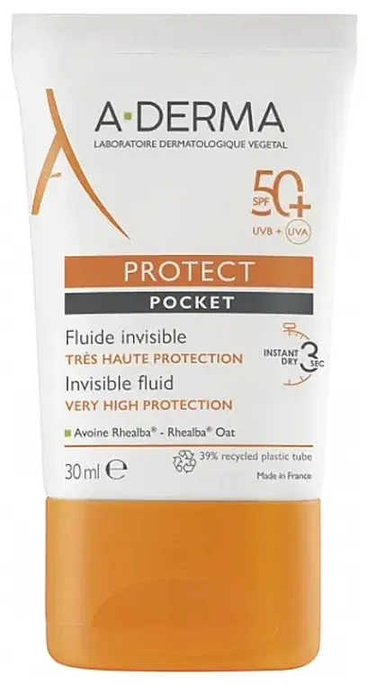 A-Derma Protect Pocket Fluid Invisible SPF 50+ Tečni preparat za zaštitu od sunca SPF 50+