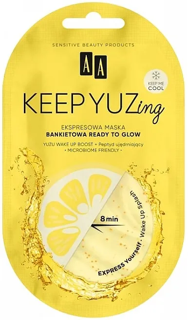 AA Cosmetics KEEP YUZing Ekspresna maska za lice za svečane prilike