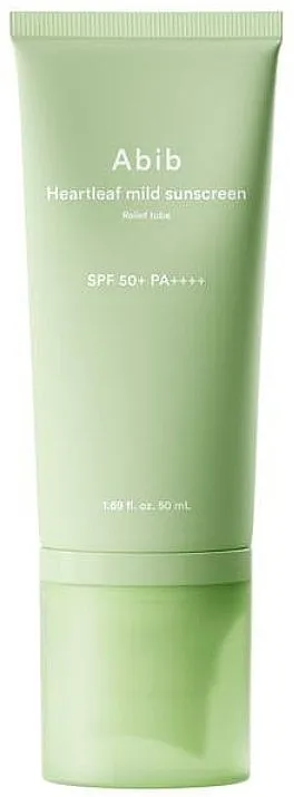Abib Heartleaf Mild Sunscreen Relief Tube SPF50+ PA++++ Učinak kreme za smirenje protiv sunca