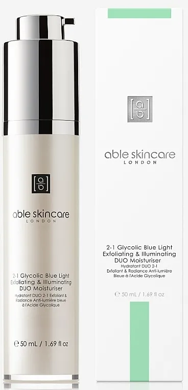 Able Skincare City Shield+ 2-1 Glycolic Blue Light Exfoliating &amp; Illuminating DUO Moisturiser Posvetljujuća krema za lice