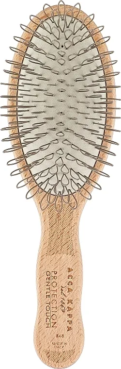 Acca Kappa Protection Oval Brush Beechwood Looped Nylon Medium Touch Ovalna četka za kosu sa petljama