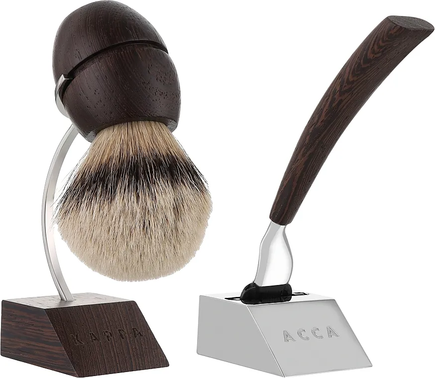 Acca Kappa Shaving Set With Stand Wenge Wood (razor/1pc + brush/1pc + stand/1pc)