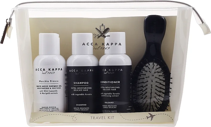 Acca Kappa White Moss (sh/100ml + sh/gel/100ml cond/100ml + brush + pounch) Set za putovanja