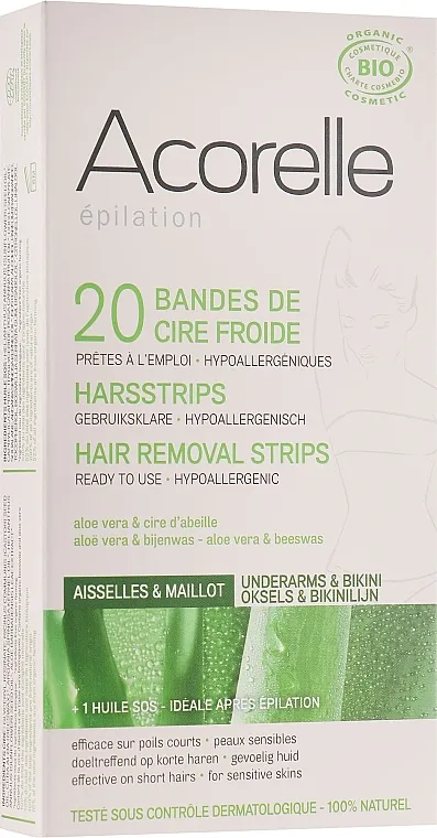 Acorelle Wax Strips Voštane trake za depilaciju bikini zone "Aloe i matična mliječ"