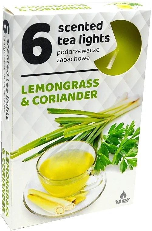 Admit Scented Tea Light Lemongrass &amp; Coriander Mirisni lučice limunova trava i korijander, 6 kom.