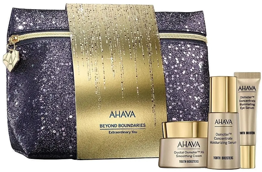 Ahava Holiday 2024 Extraordinary You Set (f/cr/50ml + f/ser/30ml + eye/cr/15ml + pouch)