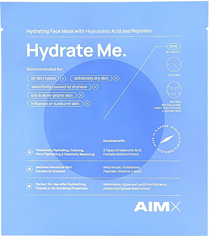 AIMX Hydrate Me Moisturizing Face Mask With Peptides Hidratantna maska za lice