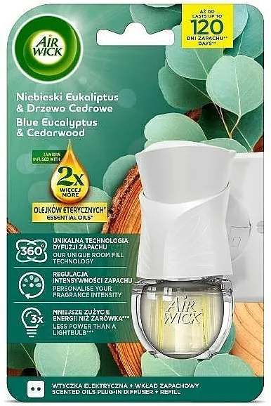 Air Wick Essential Oils Electric Blue Eucalyptus &amp; Cedarwood Električni osveživač vazduha Plavi eukaliptus i Kedrovina