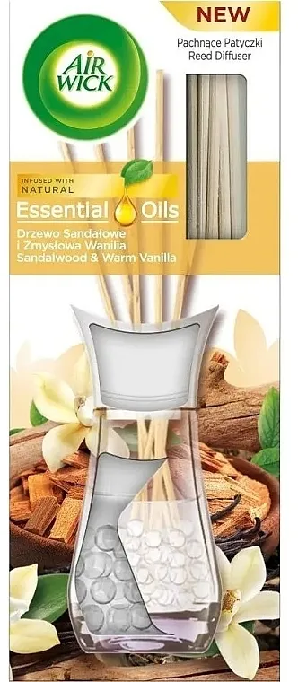 Air Wick Essential Oils Reed Diffuser Sandalwood &amp; Warm Vanilla Aroma difuzor "Sandalovina i topla vanila"
