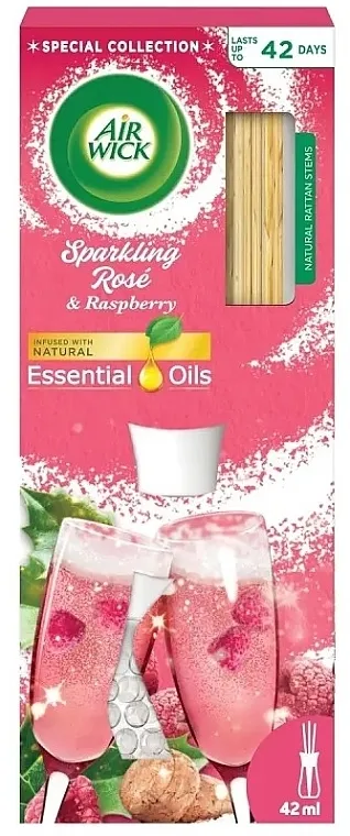 Air Wick Essential Oils Sparkling Rose &amp; Raspberry Reed Diffuser Mirišljavi difuzor Penušavi Ruža &amp; Malina