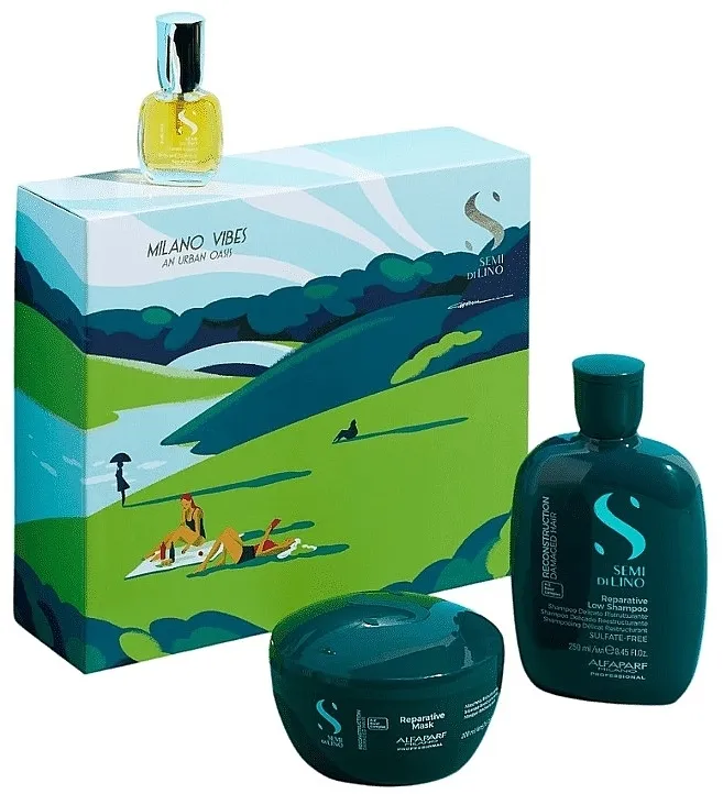 Alfaparf Semi Di Lino Reconstruction Set (shm/250ml + mask/200ml + cristal/15ml)