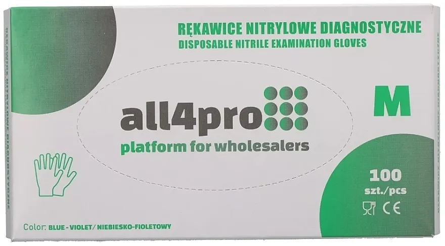 All4Pro Nitrilne rukavice, bez praha, plave, veličina M