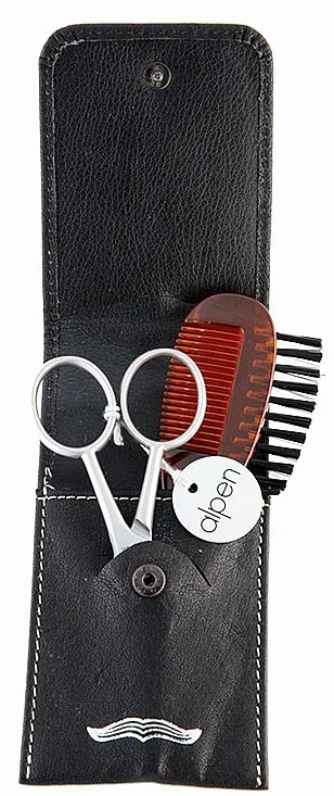 Alpen (scissors/1pc + brush/1pc + case/1pc) Set za šišanje brade i uklanjanje neželjenih dlaka, 6890R, crni