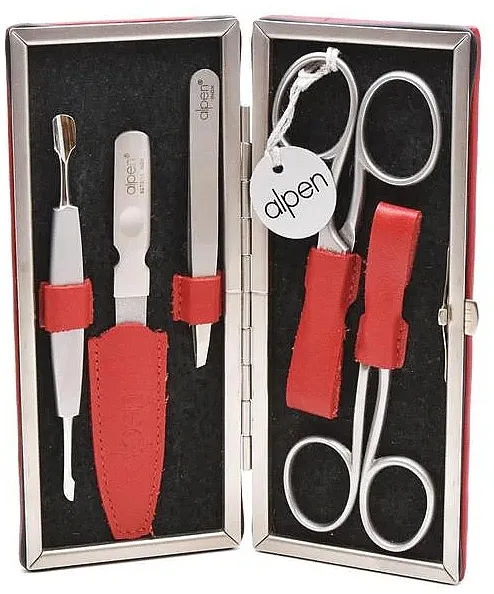 Alpen Set za manikir, 5-delni, 6882R, crveni