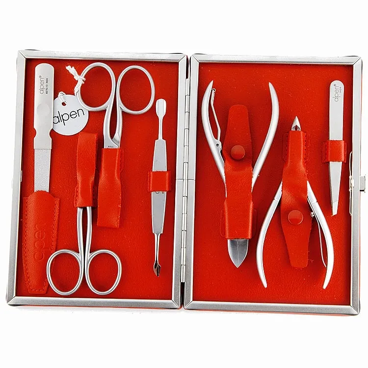 Alpen Set za manikir, 7-delni, 6885R, crveni