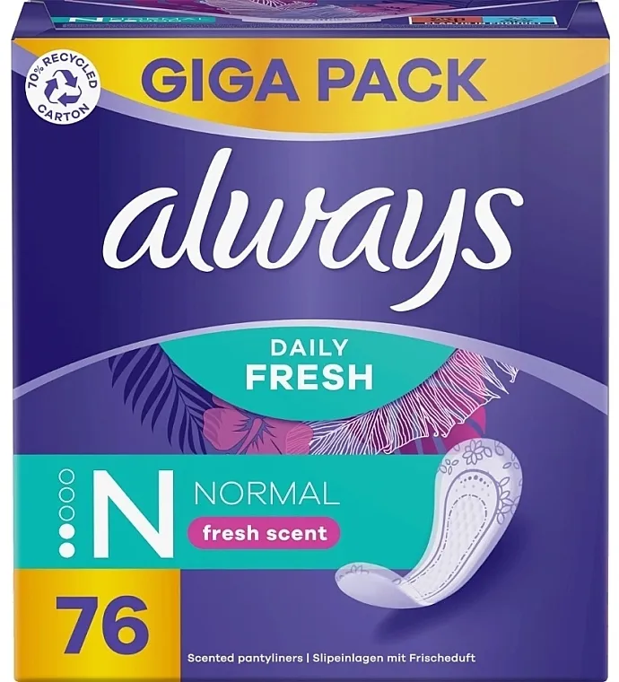 Always Daily Fresh Normal Ulošci za higijenu Svež miris, 76 kom.