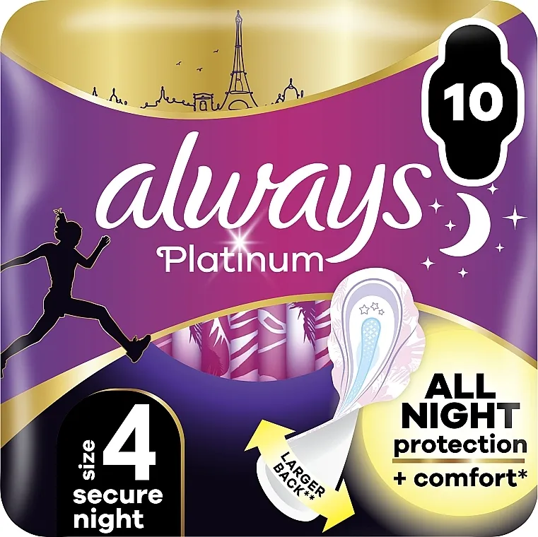Always Platinum Secure Night Higijenski ulošci, veličina 4, 10 kom.