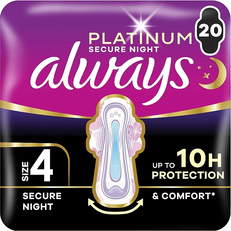Always Platinum Secure Night Higijenski ulošci, veličina 4, 20 kom.