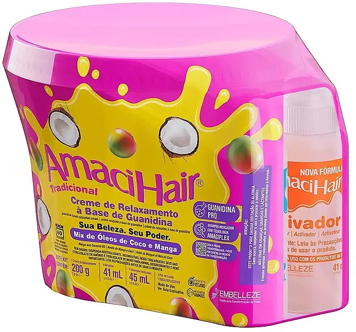 AmaciHair Relaxation Kit (h/cr/200g + activator/41ml + shm/45ml) Set