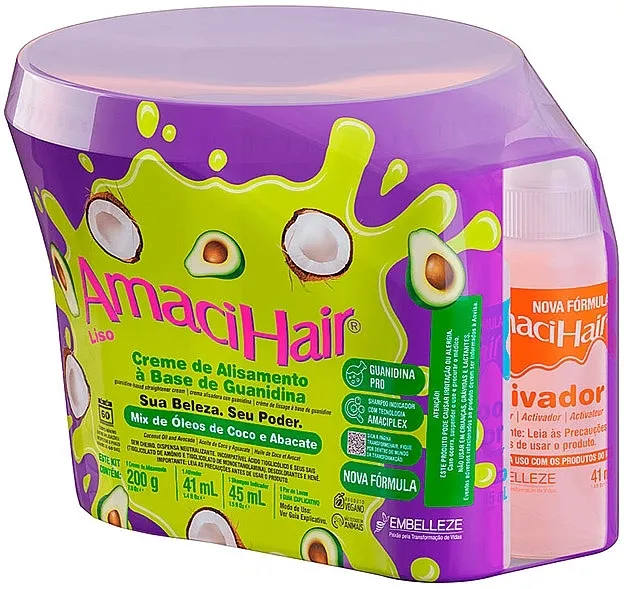 AmaciHair Straightening Kit (h/cr/200g + activator/41ml + shm/45ml) Set