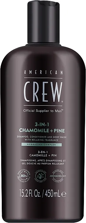 American Crew Official Supplier To Men 3 In 1 Chamomile + Pine Shampoo Conditioner And Body Wash Sredstvo 3 u 1 za negu kose i tela