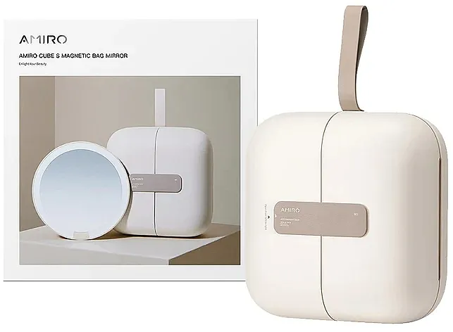 Amiro Cube S Magnetic Bag Mirror White Prenosno LED ogledalo sa kozmetičkom torbicom, belo
