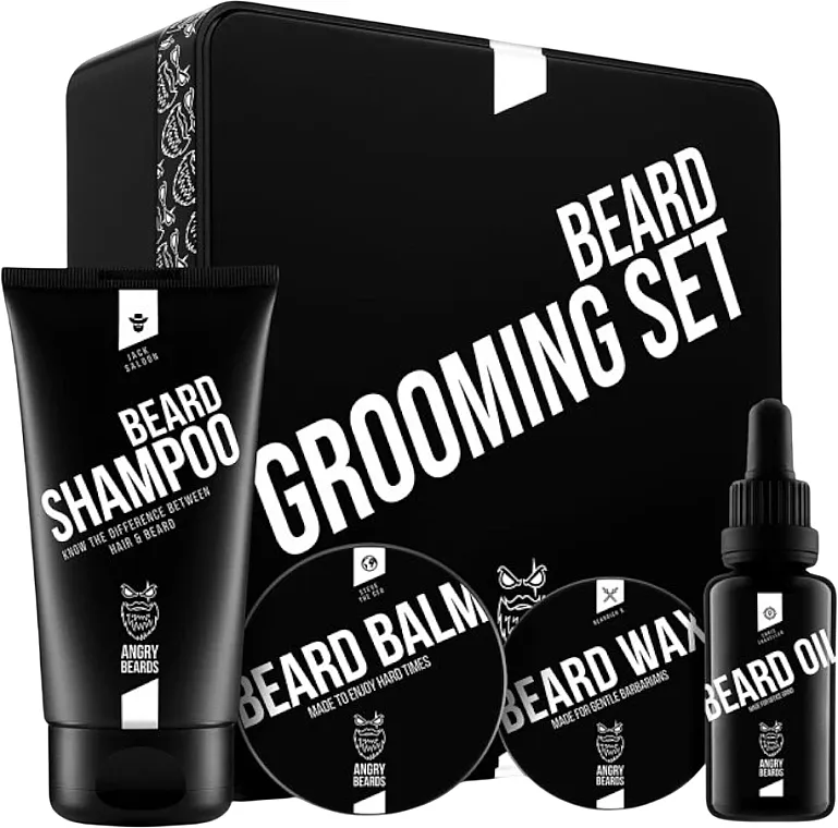 Angry Beards Beard Grooming (oil/30ml + balm/46g + sh/150ml + wax/27g) Set