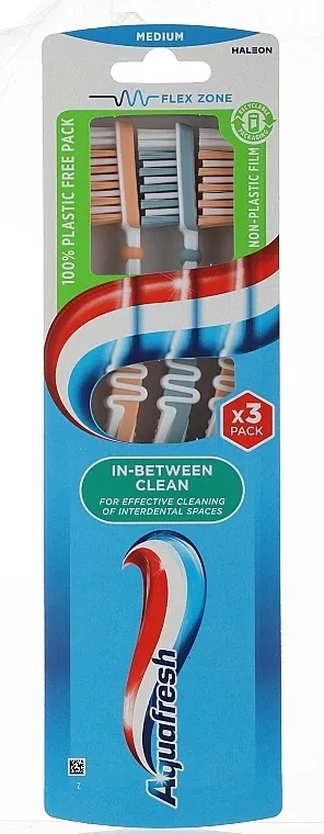 Aquafresh In Between Clean Medium Set četkica za zube, narandžasta + siva + narandžasta