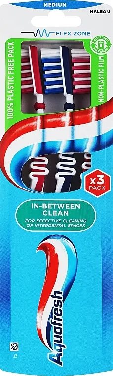 Aquafresh In Between Clean Medium Set četkica za zube, plava + malina