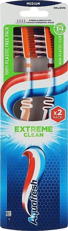 Aquafresh Medium Komplet četkica za zube Extreme Clean, srednja tvrdoća, bež + bordo