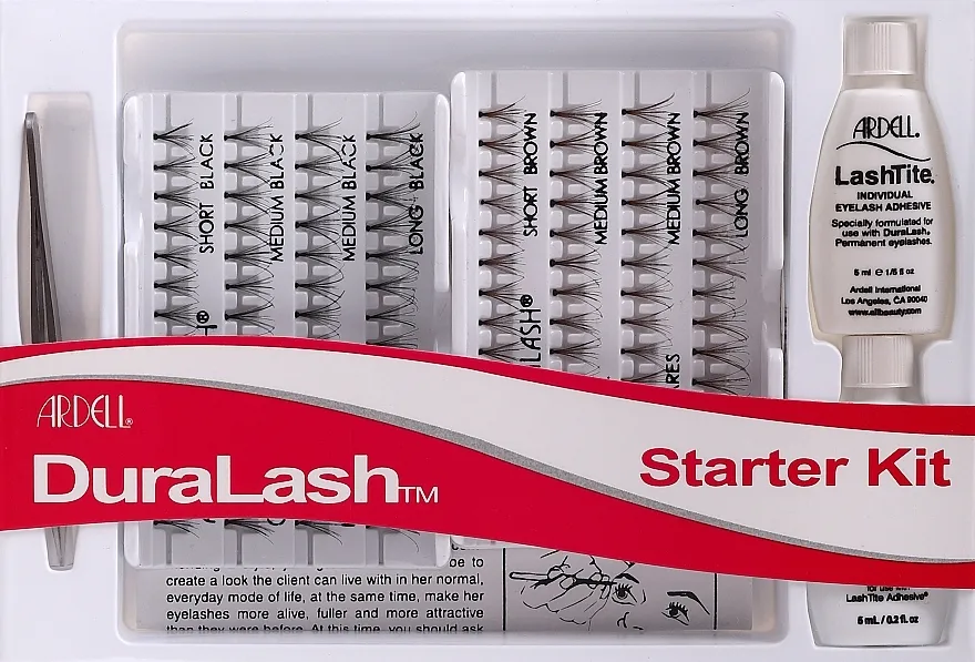 Ardell Duralash Starter Kit Combo Black/Brown (lashes/112pcs + clay/2ml + tweezers/1pcs + remover/2ml) Set
