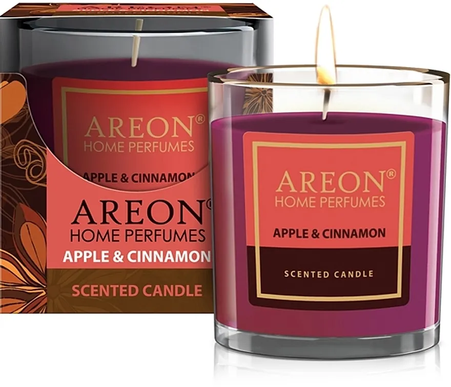 Areon Home Perfumes Apple &amp; Cinnamon Scented Candle Aromatična sveća u čaši 'Jabuka i cimet'
