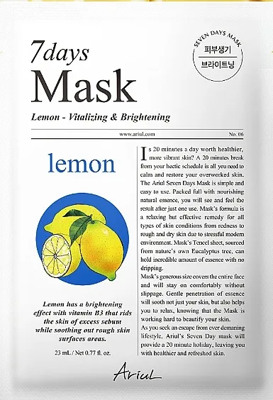 Ariul 7 Days Mask Maska za lice u listićima sa limunom