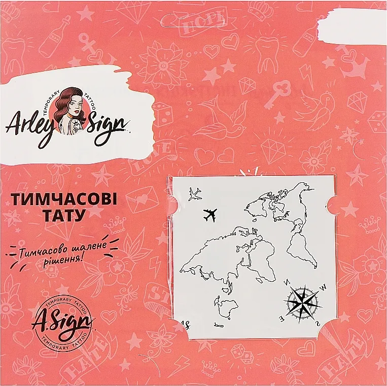 Arley Sign Transfer fleš tetovaže "Mapa sveta"