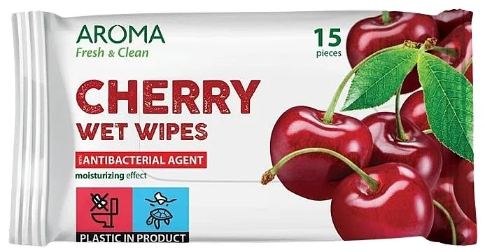 Aroma Fresh &amp; Clean Wet Wipes Cherry Vlažne maramice Trešnja, 15 kom.