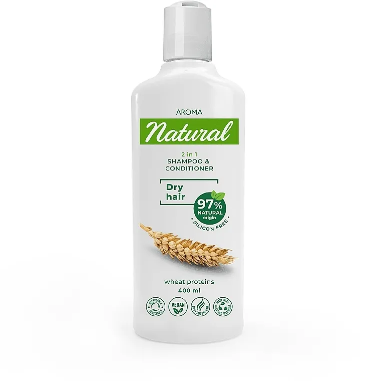 Aroma Natural Wheat Proteins Shampoo &amp; Conditioner 2 in 1 Šampon i regenerator 2 u 1 za suvu kosu Pšenični protein