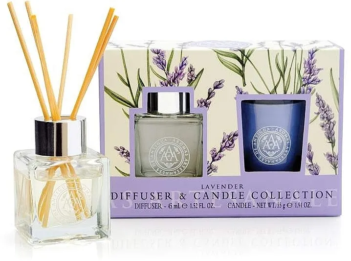 Aromas Artesanales De Antigua Lavender Mini Diffuser And Candle Set (dif/45ml + candle/55g)
