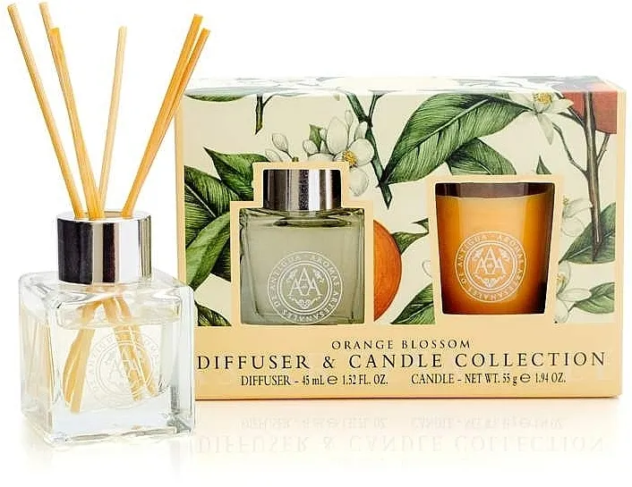 Aromas Artesanales De Antigua Orange Blossom Mini Diffuser And Candle Set (dif/45ml + candle/55g)