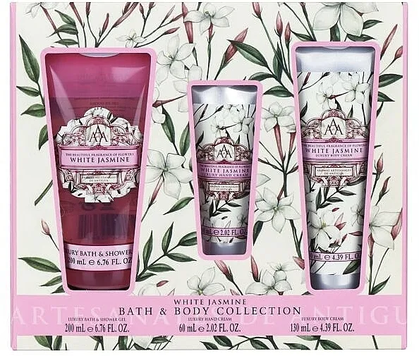 Aromas Artesanales De Antigua White Jasmine Bath &amp; Body Collection (sh/gel/200ml + b/cr/130ml + h/cr/60ml) Set
