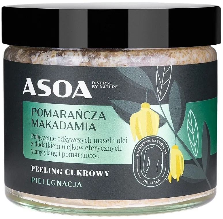 Asoa Sugar Scrub Šećerni piling za telo 'Makadamijska Narandža'