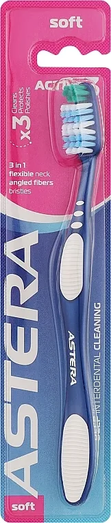 Astera Active 3 Soft Četkica za zube sa trostrukim dejstvom, mekana, plavo-bela