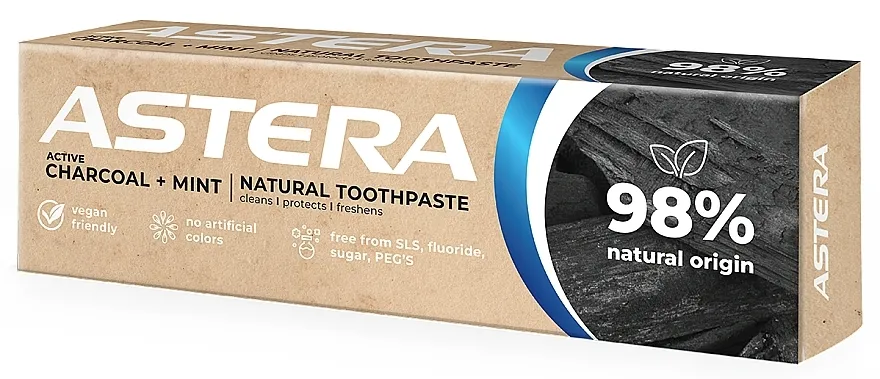 Astera Active Charcoal + Mint Natural Toothpaste Pasta za zube sa aktivnim ugljem i nanom