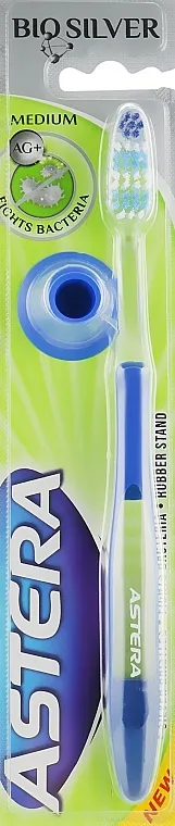Astera Medium Četkica za zube Bio Silver, srednje tvrda, plavo-zelena