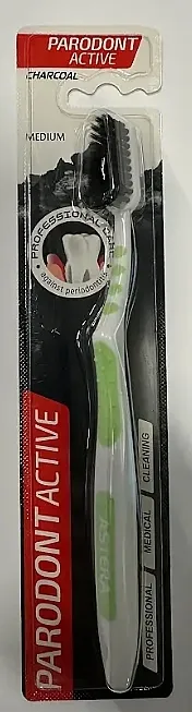 Astera Parodont Active Charcoal Medium Toothbrush Četkica za zube sa aktivnim ugljem, srednja, svetlozelena