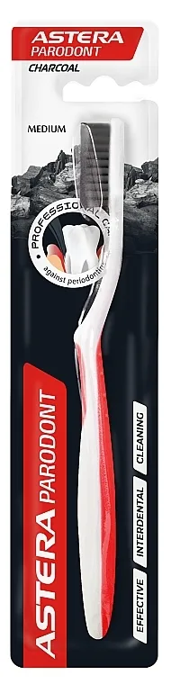 Astera Parodont Active Charcoal Medium Toothbrush Četkica za zube sa aktivnim ugljem, srednja
